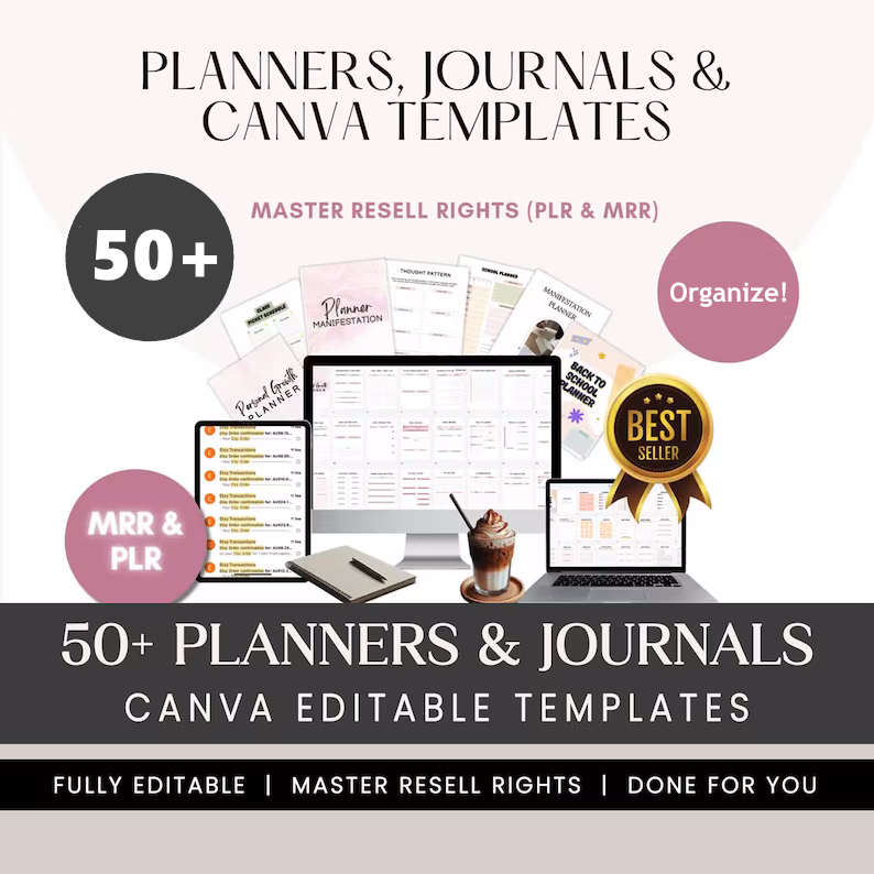 Mega Canva Planner Bundle – 50+ Editable Templates
